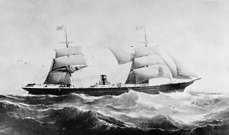 Pintura del vapor mixto San Ignacio de Loyola, la embarcación de la Compañía Trasatlántica Española en la que desembarcaron los primeros agustinos en Buenos Aires el 4 de abril de 1901.